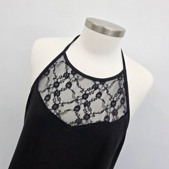 Shein Curve Black Lace Halter Tank Top With Tie Back & Open Back Sleeveless 3XL - Picture 4 of 10